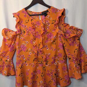 Ashley Steward Women's Florals Printed Peak Shoulder Blouse size 14/16